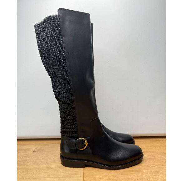 NEW Cole Haan Clover Stretch Tall Riding Boots, Black Leather W27858 - Picture 1 of 9